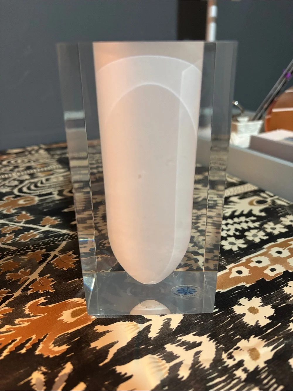 Jonathan Adler Clear Acrylic Home Accent with Frosted White Interior